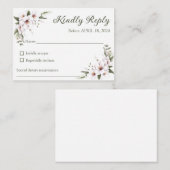 白いフローラRSVPカード、返信カード ノートカード (正面/裏面)