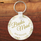 白いブエレガントリーデスメイドの金ゴールドレース結婚 キーホルダー (正面)