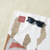 白いブフランスのルドッグ、フレンチモダンー、 ビーチタオル (インサイチュ)