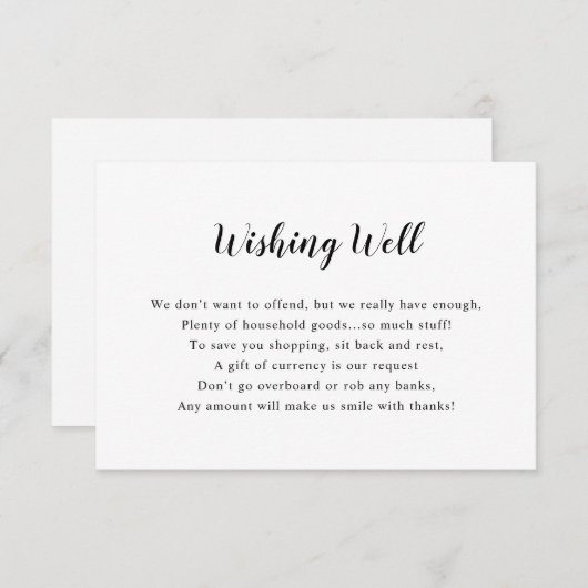 白いブライダルシャワーまたはウィッシングウェルカード 招待状 (正面/裏面)