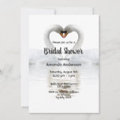 白いブライダルシャワーを愛する白鳥2羽 招待状 (正面)