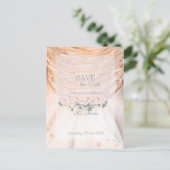 白いブライダルドレスとバラは日付を保存 案内ポストカード (スタンド正面)