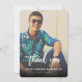 白いブラシスクリプト書道写真卒業 サンキューカード (正面)