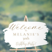 白いブラシストロークモダンスクリプト誕生日へようこそ アクリルサイン (ニュートラル)