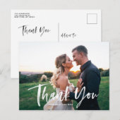 白いブラシレタリングオーバーレイ 結婚式のお礼 ポストカード (正面/裏面)