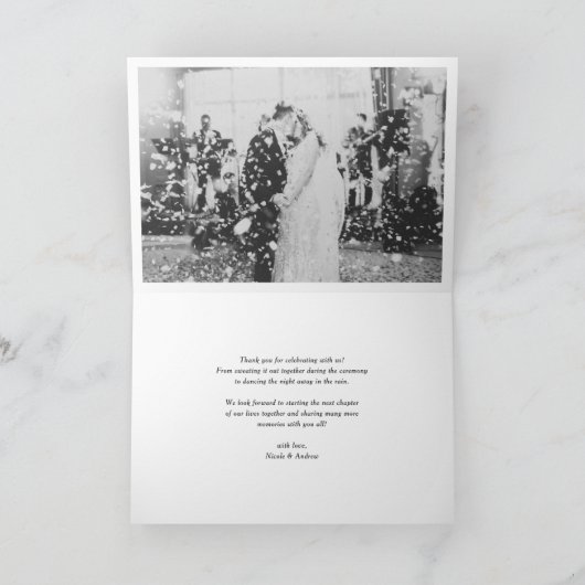 白いブラシ書道スクリプトありがとうありがとう写真 サンキューカード (内部)