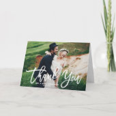 白いブラシ書道スクリプトありがとうありがとう写真 サンキューカード (正面)