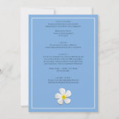 白いプメリアの花とトロピカルビーチ、ウェディング 招待状 (裏面)