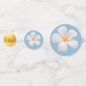 白いプルメリアの花オンライトワンドロウスブルー コンフェッティ (正面)