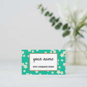 白いプルメリアの花ミント緑の背景 名刺 (スタンド正面)