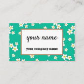 白いプルメリアの花ミント緑の背景 名刺 (正面)