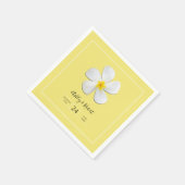 白いプルメリアの花モダンは黄色結婚。 スタンダードカクテルナプキン (角)