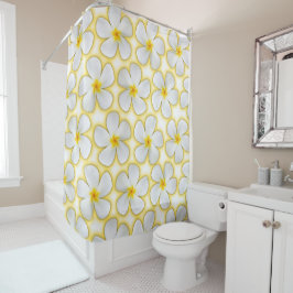 白いプルメリアの花（白） シャワーカーテン