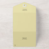 白いプルメリアオン黄色、トロピカル、フローラ オールインワン招待状 (外側)