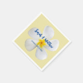 白いプルメリアオン黄色、トロピカル、フローラ スタンダードカクテルナプキン (角)