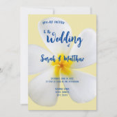 白いプルメリアオン黄色、トロピカル、フローラ 招待状 (正面)