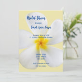 白いプルメリアオン黄色、フローラ、ブライダルシャワー 招待状 (スタンド正面)