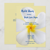 白いプルメリアオン黄色、フローラ、ブライダルシャワー 招待状 (正面/裏面)