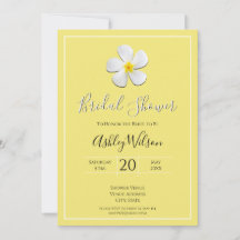 白いプルメリアフラワーオンイエロー、ブライダルシャワー