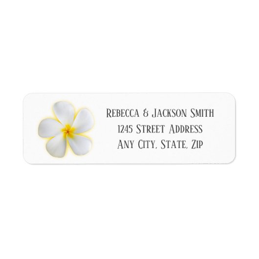 白いプルメリア（黄色、住所、ラベル） ラベル (正面)
