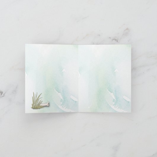 白いプードルが新犬におめでとう ノートカード (内部)