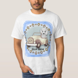 白いプードルが車を運転 Tシャツ