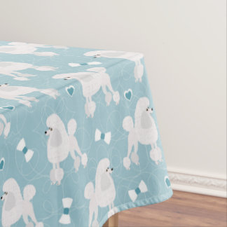 白いプードルと弓のパターン テーブルクロス