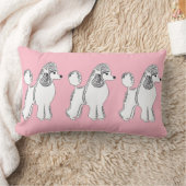 白いプードルの赤面のピンクのLumbarの枕 ランバークッション (ブランケット)