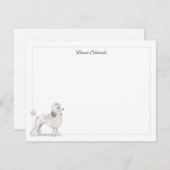 白いプードルグレーひな形縁ど(白) ノートカード (正面/裏面)