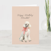 白いプードル犬の皆さんへ 美しくて素敵な誕生日を カード (正面)