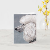 白いプードル犬の芸術のメッセージカード カード (黄色い花)
