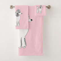 白いプードル（淡いピンク）バスタオル