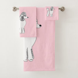 白いプードル（淡いピンク）バスタオル バスタオルセット