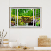 白いベイの窓の錯視 – 景カラフル景 ポスター (キッチン)