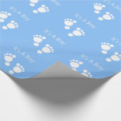 白いベビーの足-それは男の子のギフトです ラッピングペーパー (角)