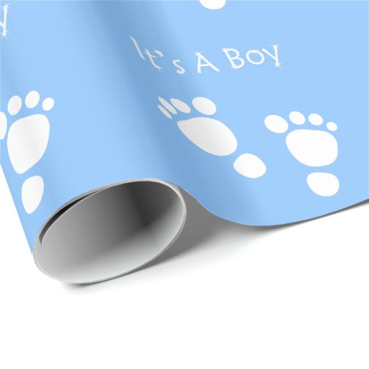 白いベビーの足-それは男の子のギフトです ラッピングペーパー (ロールコーナー)
