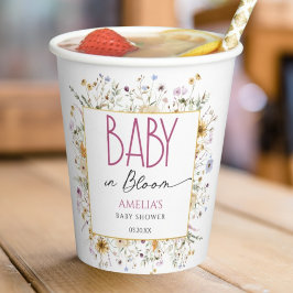 白いベビーシャワー Baby in Bloom 紙コップ