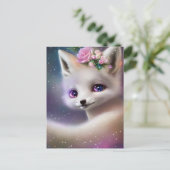 白いベビーフォックス ポストカード (スタンド正面)