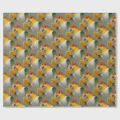 白いベリーのカイクパロットと木のブロック玩具 ラッピングペーパー (フラット)