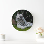 白いベンガルトラ ラージ壁時計 (ホーム)