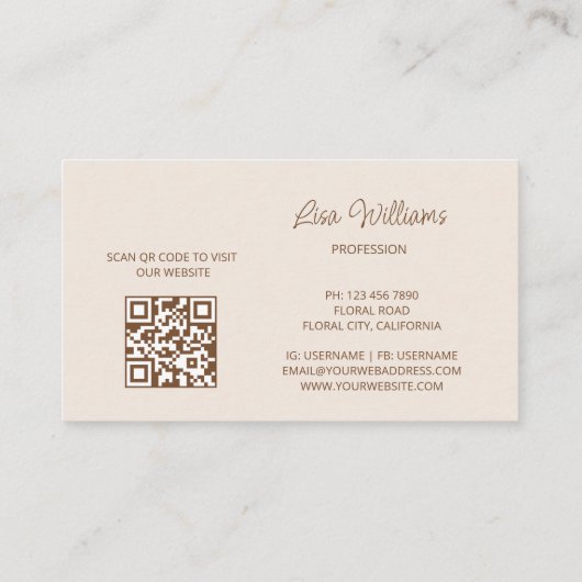 白いベージュ3Dの花 名刺 (裏面)