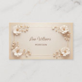 白いベージュ3Dの花 名刺 (正面)