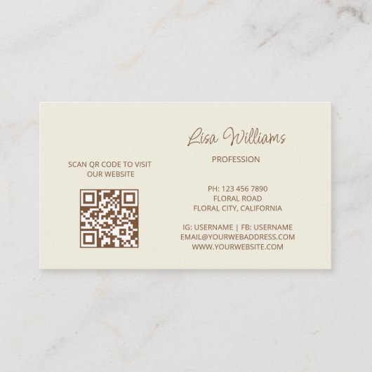 白いベージュ3Dの花 名刺 (裏面)