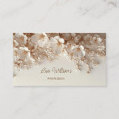 白いベージュ3Dの花 名刺 (正面)