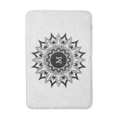 白いペイズリーに黒の曼荼羅 バスマット (正面縦)