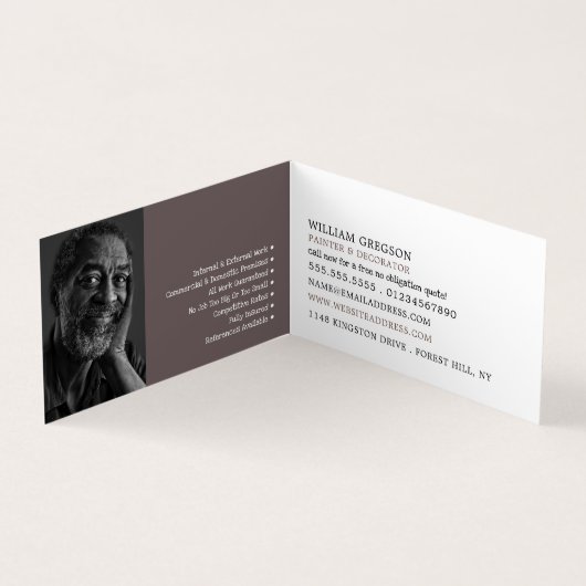 白いペイントブラシ、画家&デコレーターの写真 名刺 (内部)