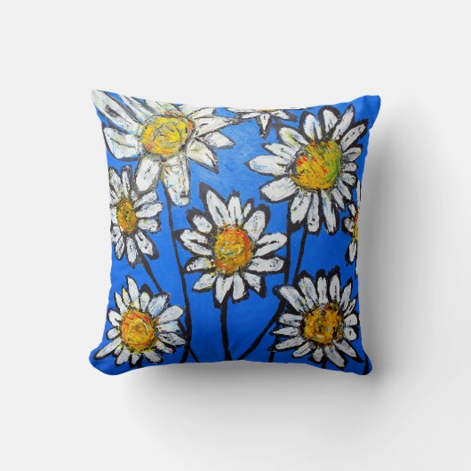 白いペダルのある花 クッション (正面)