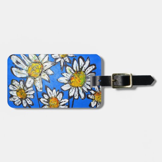 白いペダルのある花 ラゲッジタグ (正面横)