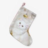 白いペルシャの子猫のクリスマス スモールクリスマスストッキング (正面 (吊り時))