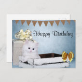 白いペルシャの子猫の誕生日 ポストカード (正面/裏面)